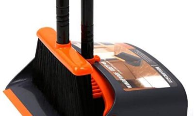 TreeLen Broom and Dustpan/Dustpan with Broom Combo, 52" Long Handle Broom for Home Kitchen Room Office Lobby Floor Use Upright Stand Up Dustpan and Broom Set
