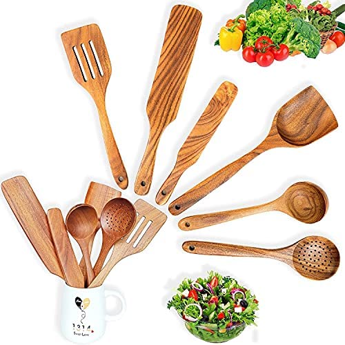 Wooden cooking Utensils Set 6 Pcs Wooden spoons, spatulas, Spurtles for cooking, Farmhouse Kitchen Decor, gift for cooking enthusiasts, mothers day, farthers day.
