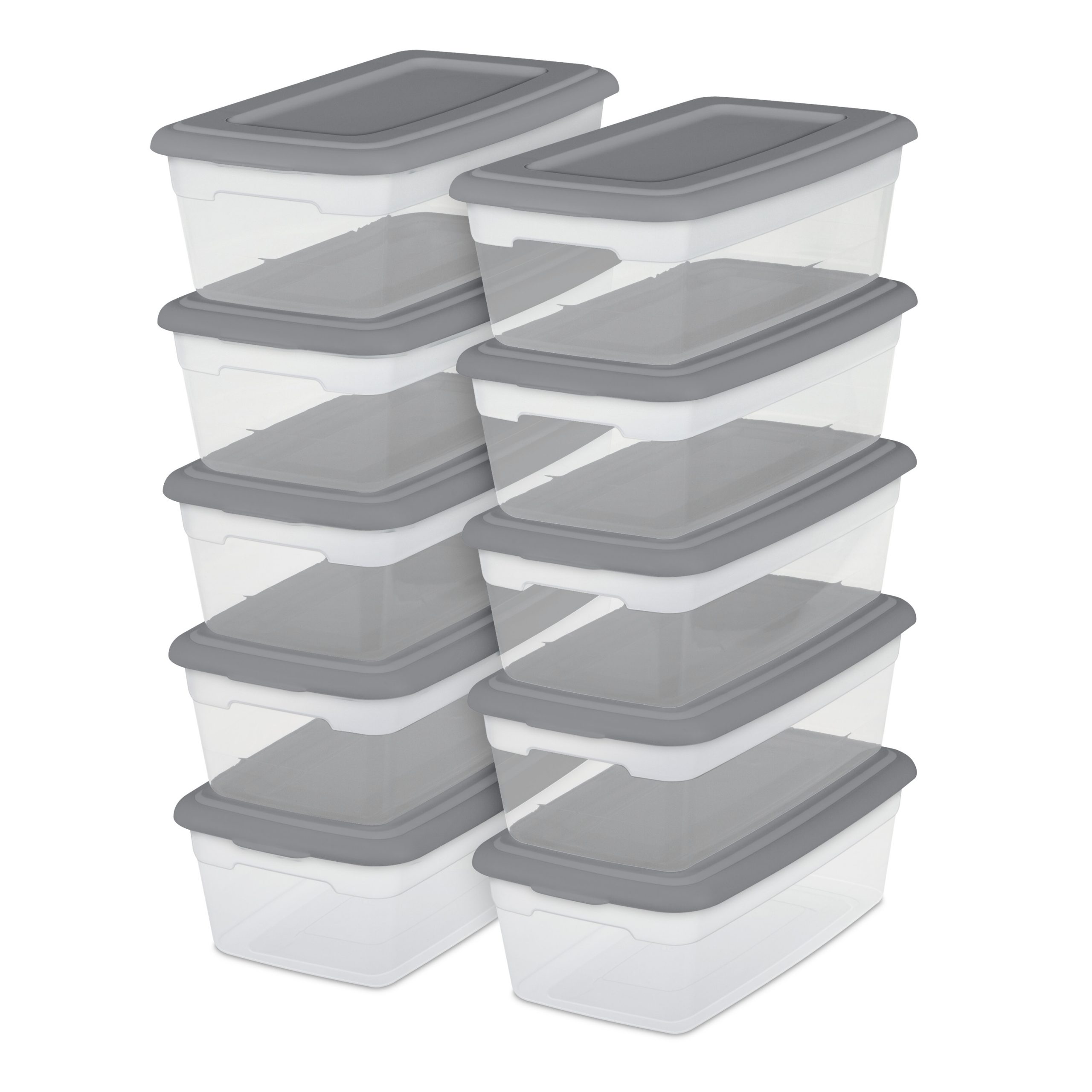 Sterilite Plastic Set of (10) 6 Qt. Storage Boxes Titanium