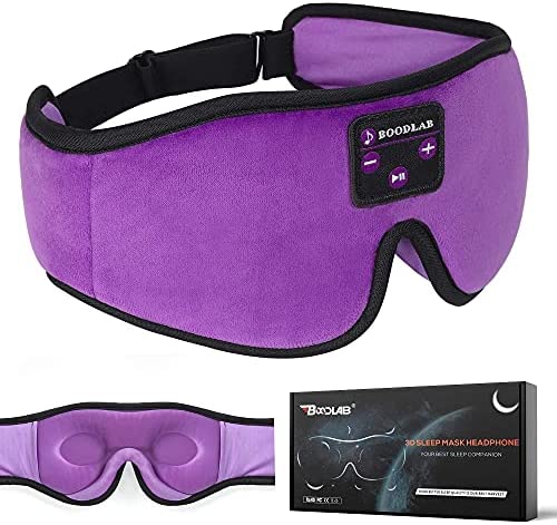 Boodlab Sleep Headphones Bluetooth Sleep Mask, 3D Sleep Eye Mask with Ultra-Thin HD Stereo Speakers Washable Adjustable for Sleeping Side Sleepers, Air Travel,Yoga,Meditation,Holiday