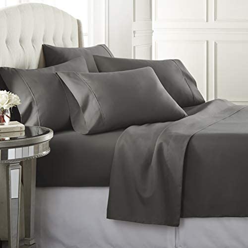Danjor Linens King Size Bed Sheets Set - 1800 Series 6 Piece Bedding Sheet & Pillowcases Sets w/ Deep Pockets - Fade Resistant & Machine Washable - Gray