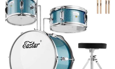 Eastar 14 inch Kids Drum Set Age 5 Real 3 Pieces with Throne, Cymbal,