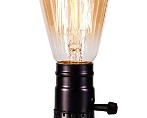 Licperron Lamps, Table Lamp Base E26 E27 Industrial Small Desk Lamp with Plug in Cord On/Off Switch Bedside Lamp Holder for Home Lighting Decor