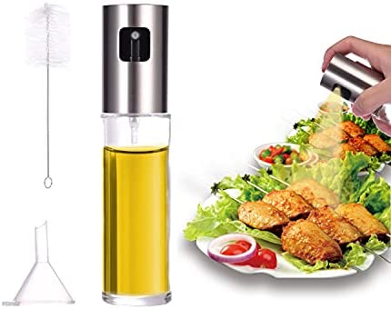 Oil Spray Bottle, 100ml Oil Sprayer for Cooking, Food-grade Glass olive oil sprayer, Portable Oil Mister, Best Kitchen Gadgets for BBQ, Air Fryer, Salad, Baking