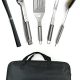 Valdo Home New Stainless Steel BBQ Grill Tools Set - 5 Piece Grilling Tool Accessories Barbecue Kit W/Carry Bag and Silicone BBQ Mat