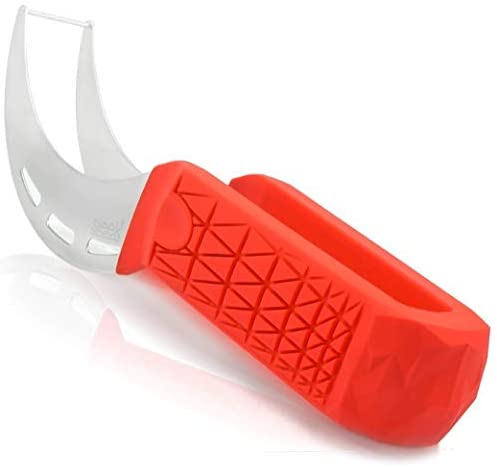 Watermelon Slicer & Cutter by Sleeké - New Extended Silicone Cushioned Handle Made to Slice and Serve with Ease - Stainless Steel - No Mess, Less Stress
