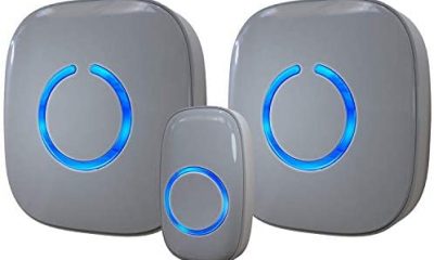 Wireless Doorbell by SadoTech – Waterproof Door Bells & Chimes Wireless Kit – Over 1000-Foot Range, 52 Door Bell Chime, 4 Volume Levels with LED Flash – Wireless Doorbells for Home – Model CXR (Gray)