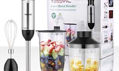 YISSVIC Hand Blender Immersion Blender 1000W 4 In 1 Stick Blender 9 Speed 500ml Food Processor 700ml Cup Whisk for Infant Food Smoothies Sauces Soups