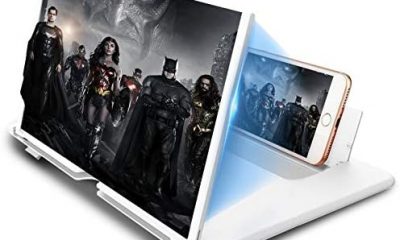 16 inch Foldable Phone Screen Magnifier, Mobile Phone Amplifier with Folding Stand Holder Portable Anti-Radiation Movie Video Enlarger Phone Magnifier Screen with Pull Design for All Smartphone-White