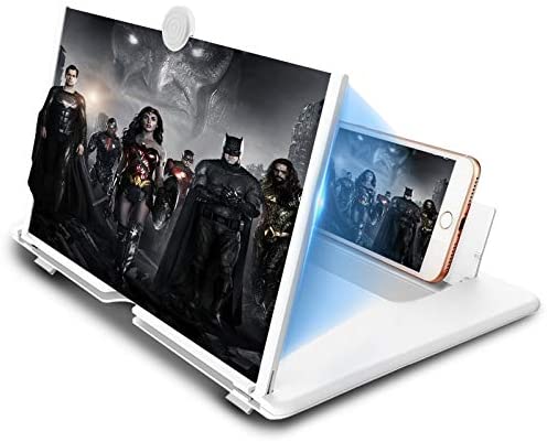 16 inch Foldable Phone Screen Magnifier, Mobile Phone Amplifier with Folding Stand Holder Portable Anti-Radiation Movie Video Enlarger Phone Magnifier Screen with Pull Design for All Smartphone-White