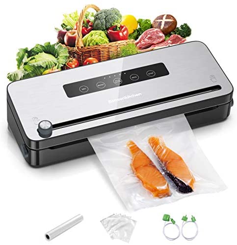 Food Saver Vacuum Sealer Machine, Bonsenkitchen Vacuum Sealer with Indicator Lights, Automatic Food Sealer for Food Preservation & Sous Vide Cooking w/ Starter Kit, Avoid Dehydration n Freezer Burn