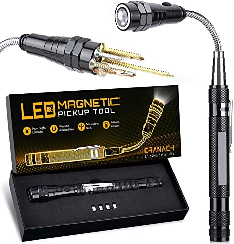 Gifts for Men Magnetic Pickup Tools with LED Light, Unique Gadgets Mens Gift Extending Pick Up on Birthday for Father, Husband, Boyfriend, Him, Mechanic Cool Stuff for Hard to Reach Place