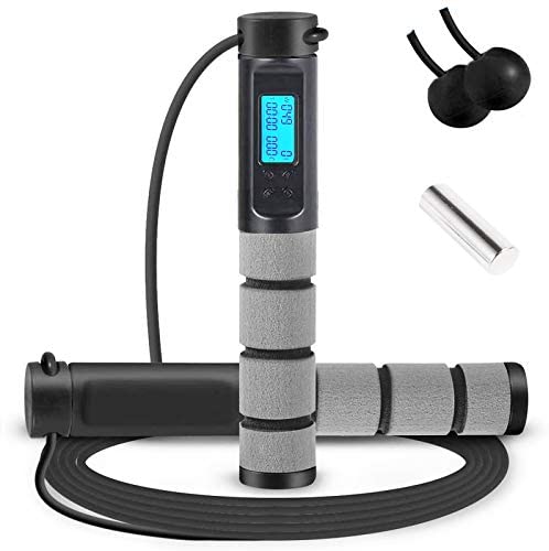 Jump Rope, Digital Weighted Handle Workout Jumping Rope with Calorie Counter for Training Fitness, Adjustable Exercise Speed Skipping Rope for Men, Women, Kids, Girls