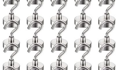 LOVIMAG Neodymium Strong Magnetic Hooks,22Lbs Rare Earth Magnets Heavy Duty with Hook for Refrigerator,Ceiling Magnets for Hanging,Cruise,Curtain and Kitchen etc-25 Pack