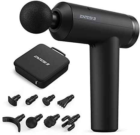 Massage Gun Percussive Muscle Massager for Workout Home Office, Cost-Effective Quiet Handheld Recovery Tool for Pain Relief Daily Therapy, Entesi 3 Black