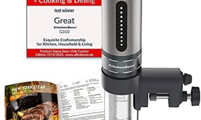 Sous Vide Cooker Machine: 1100 Watt IPX7 Waterproof Water Thermal Immersion Circulator Accurate Temperature Control Digital Display Includes 10 Vacuum Sealer Bags by KitchenBoss