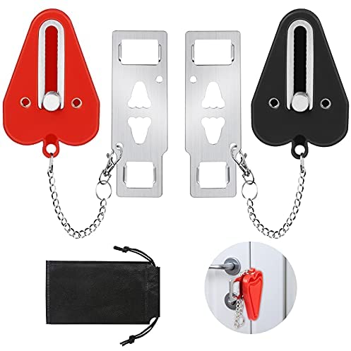 Taotazon Portable Door Lock for Travel and Home Safety, 2 Pack Door Locker from Inside, Travel Lockdown Lock for Additional Safety and Privacy